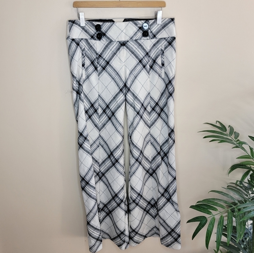 Anthropologie Taikonhu | Y2K Wool Blend Plaid Wide Leg Trousers Size 8